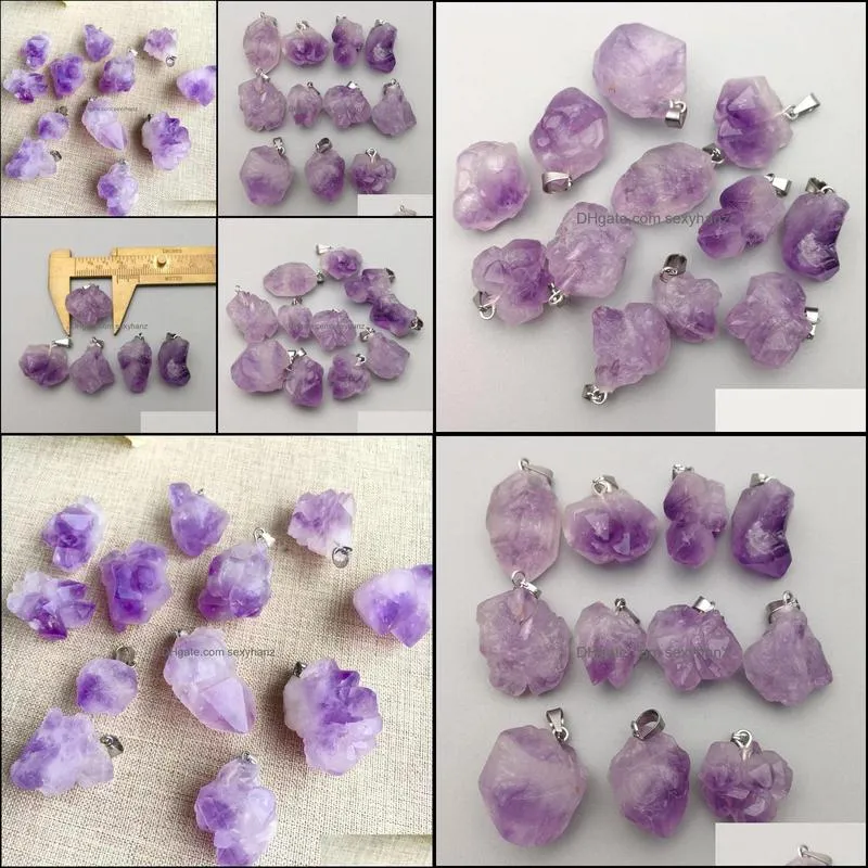 natural stone stripe irregular amethysts charms pendants for necklace earrings jewelry making