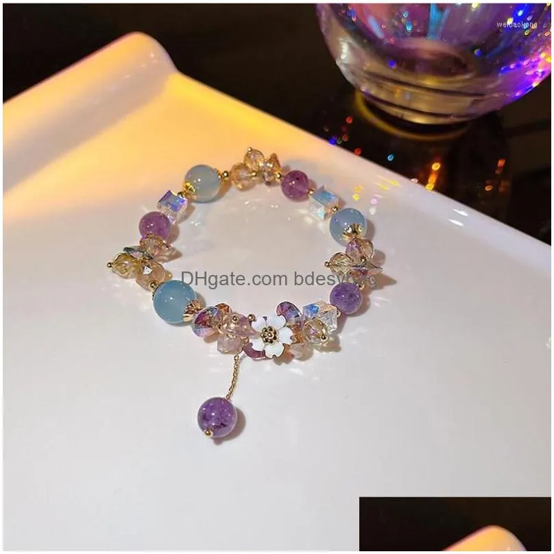 strand summer cold crystal bracelet female natural moonstone freshwater pearl violet bells of highgrade fashion luxury decorat