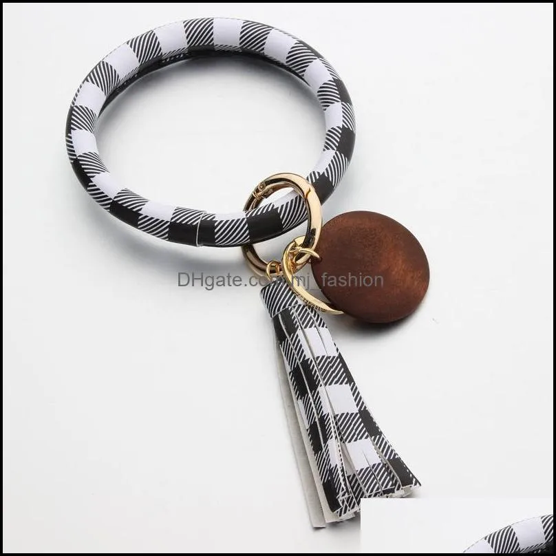 high quality pu leather wristlet key rings bracelet bangle big o loop keychain bracelets with tassel hand chain bangles q41fz