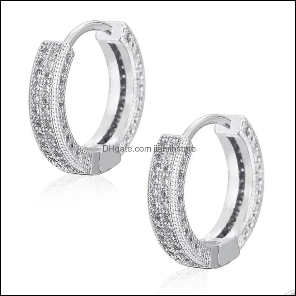 fashion hip hop earrings hoop ring studded with zircon bling shinny gold electroplating ear studs 2021271k277v