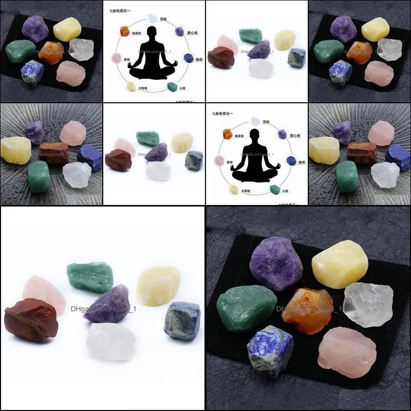 7pcs/set reiki natural stone irregular rock quartz 7 chakra energy healing stone reiki symbol decoration