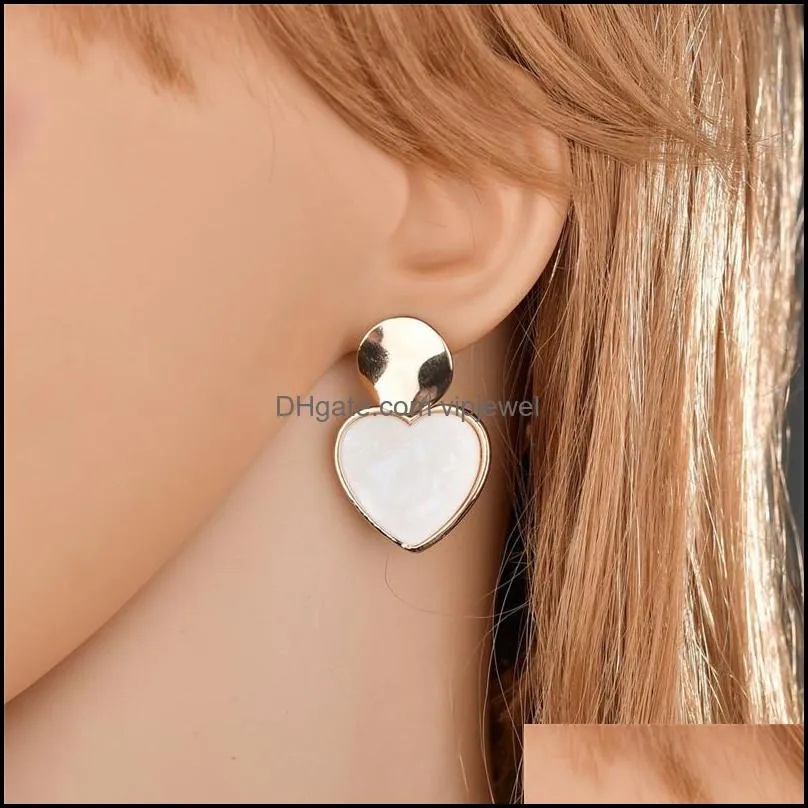 2019 gold korean sequins acrylic earrings for women lover fashion drop round heart dangle earring wedding geometric jewelry