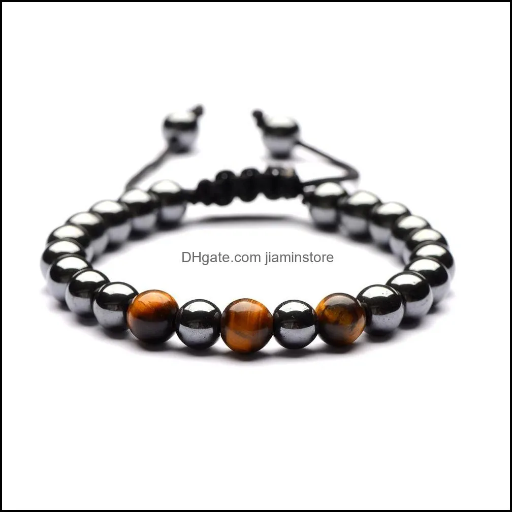 multicolor yoga handmade weave black 8mm beads hematite bracelet jewelry men women turquoise natural stones bracelets jewelry