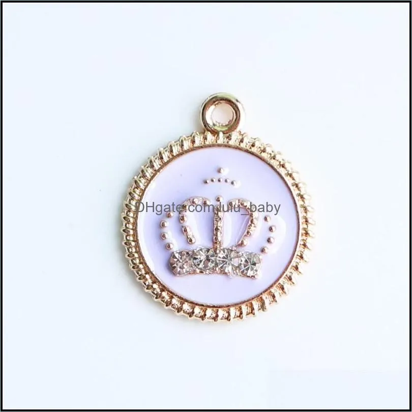 100pcs gold tone 17x20mm enamel crown charms oil drop crystal crown pendant fit bracelet diy fashion jewelry accessories 656 t2