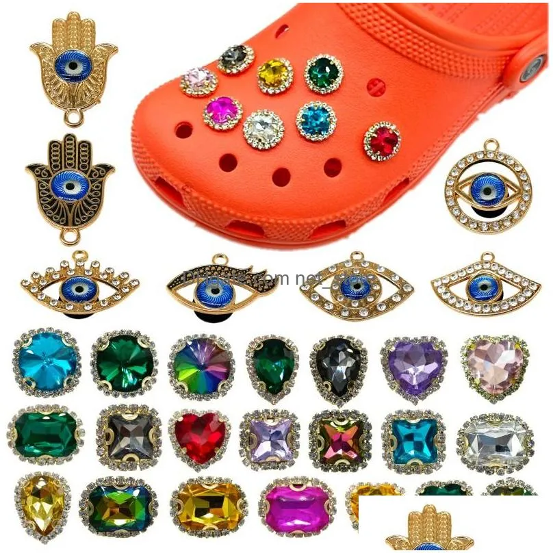  evil eyes metal croc charms designer for decorations golden trend love shoe accessories charms shoes charm ornaments buckles