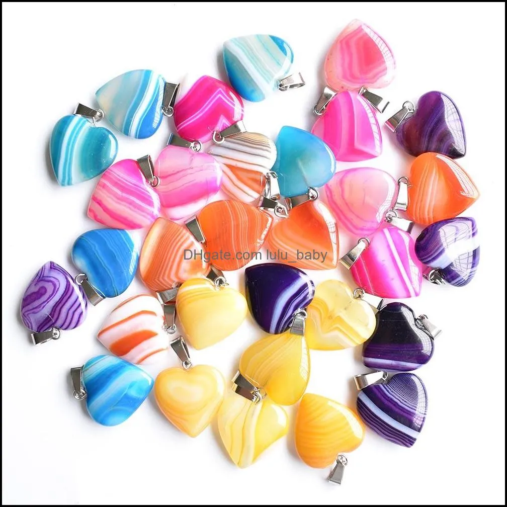 natural stripe onyx heart shape charms pendants for jewelry making diy earrings necklace