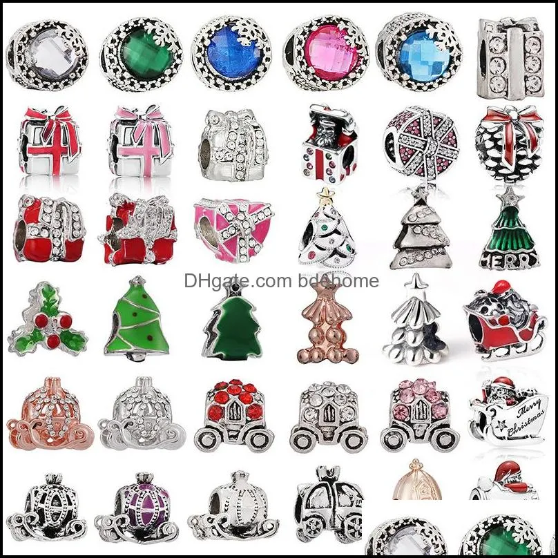 sparkling hand christmas cartoon alloy loose beads fit original charms bracelets women jewelry diy making gift