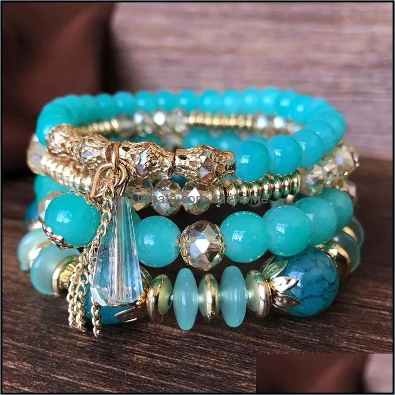 bohemian beaded bracelets for women multilayer jewelry charm crystal tassel pendant bracelet fashion accessories n25a f