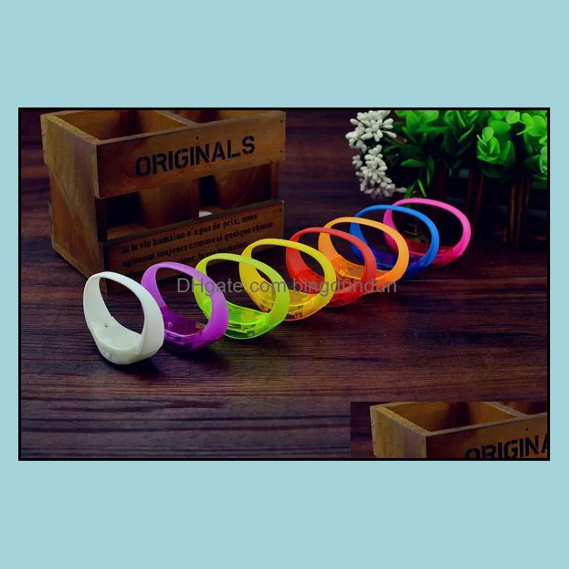 led flash bracelet glow bangles sound controlled night flashing light ktv bar club glowing prop christmas party decorations sn1627