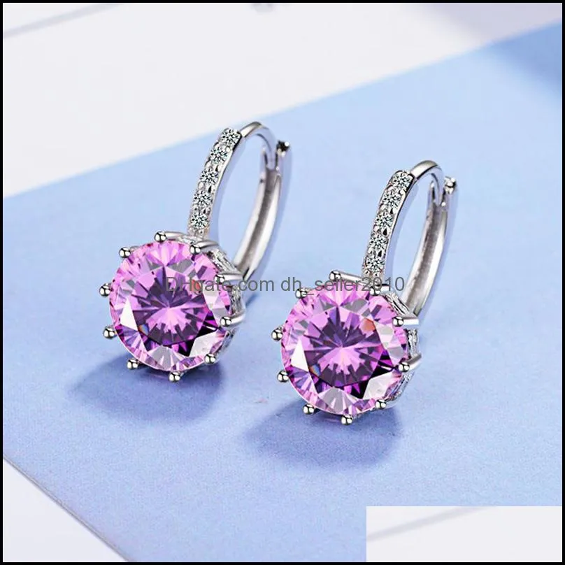 dangle chandelier fashion round 2.0ct lab diamond zirconia drop earrings for women wholesale jewelry 1816 t2