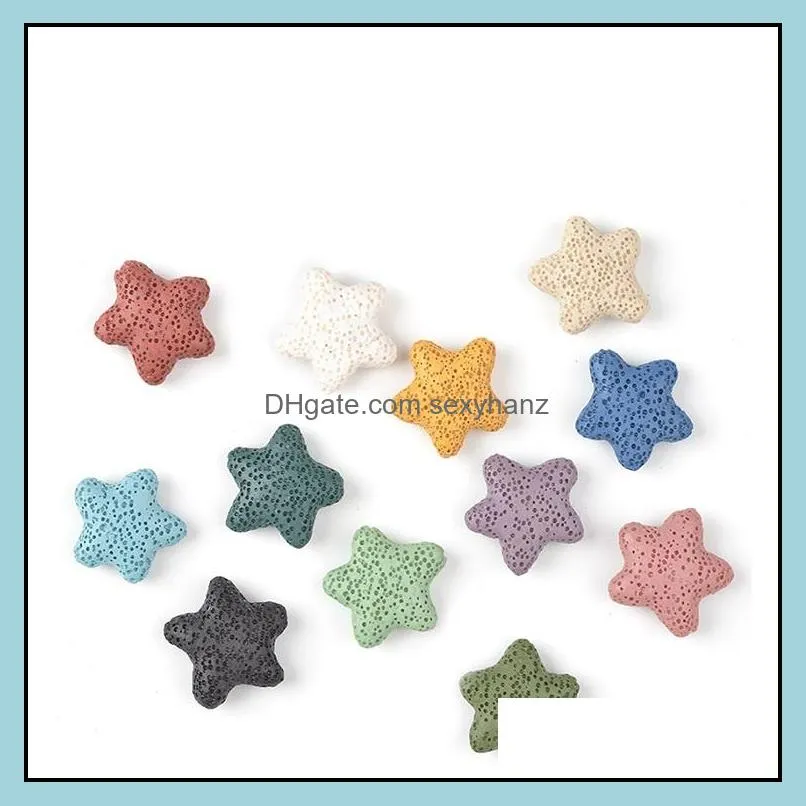 starfish natural lava rock stone beads diy essential oil diffuser pendants jewelry necklace earrings making