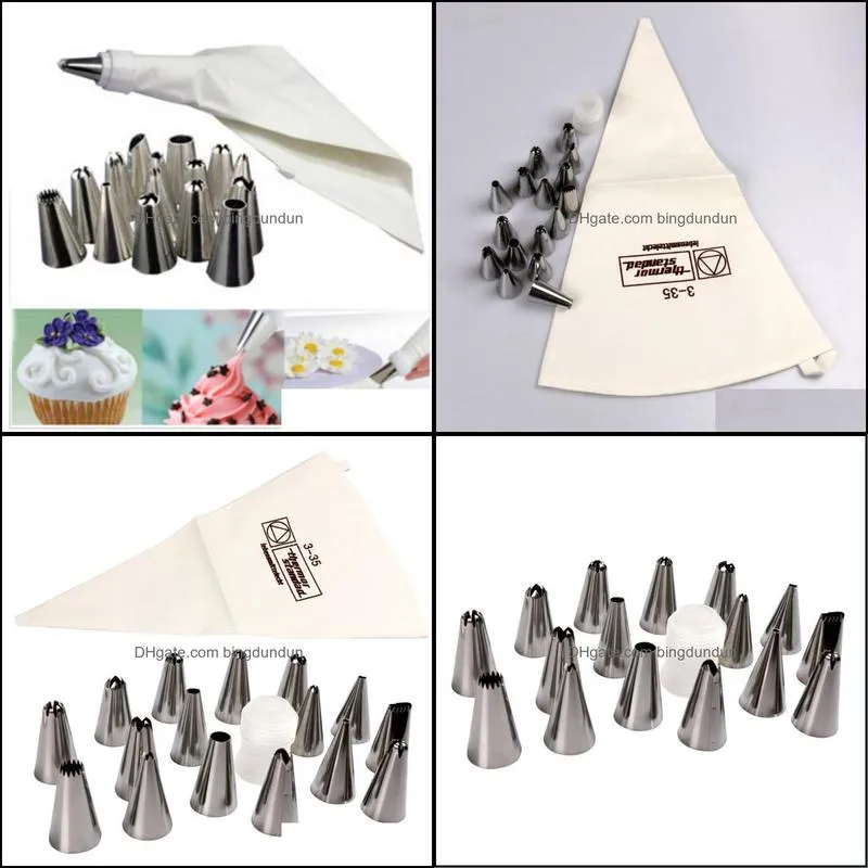 baking pastry tools 16pc/set cake silicone icing piping cream bag stainless steel nozzle sets diy decorating tool bakeware