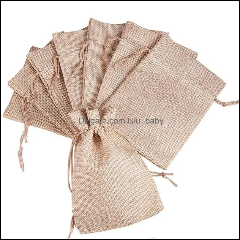 7x9cm 9x12cm 10x15cm 13x18cm original color mini pouch jute bag linen hemp jewelry gift pouch drawstring bags for wedding favors 307