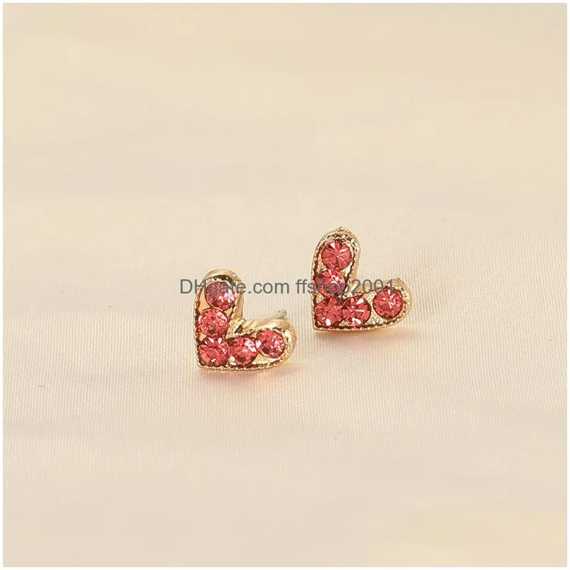 fashion jewelry s925 silver needle cute heart stud earrings rhinstone stud earrings