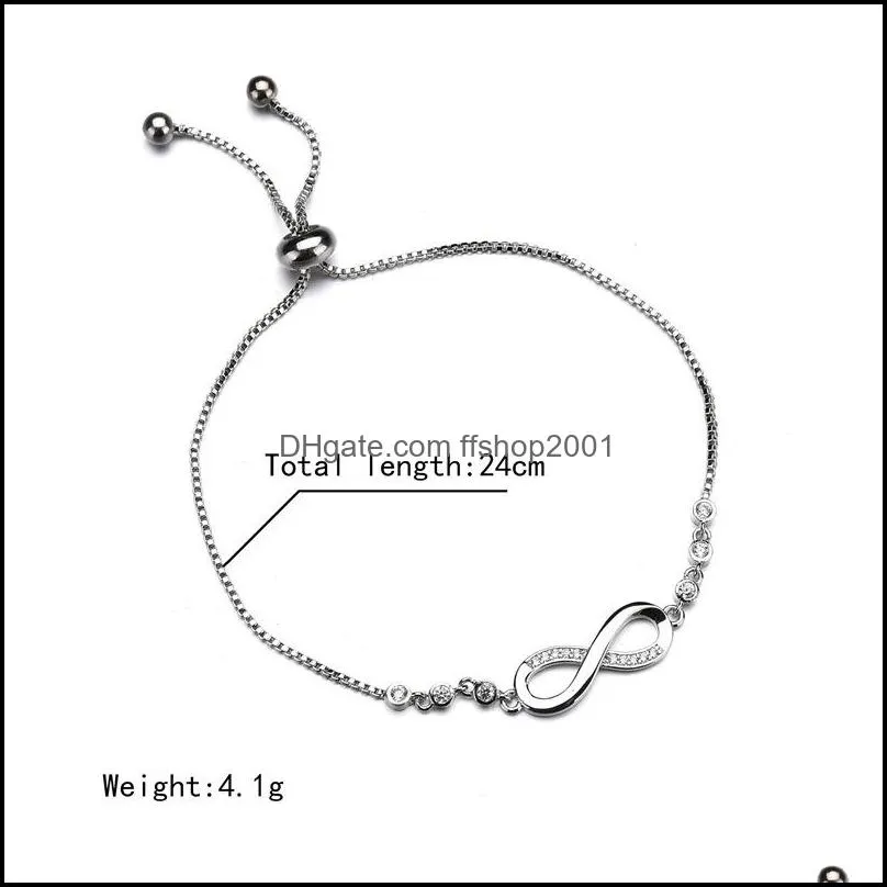  fashion infinite charm bracelet bangle for women elegant adjustable size silver plating box chain bracelet trendy jewelry gift