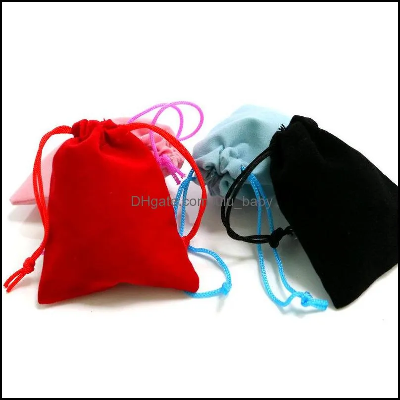 100pcs 5x7cm velvet drawstring pouch bag/jewelry bag christmas/wedding gift bags black red pink blue 4 color wholesale 586 t2
