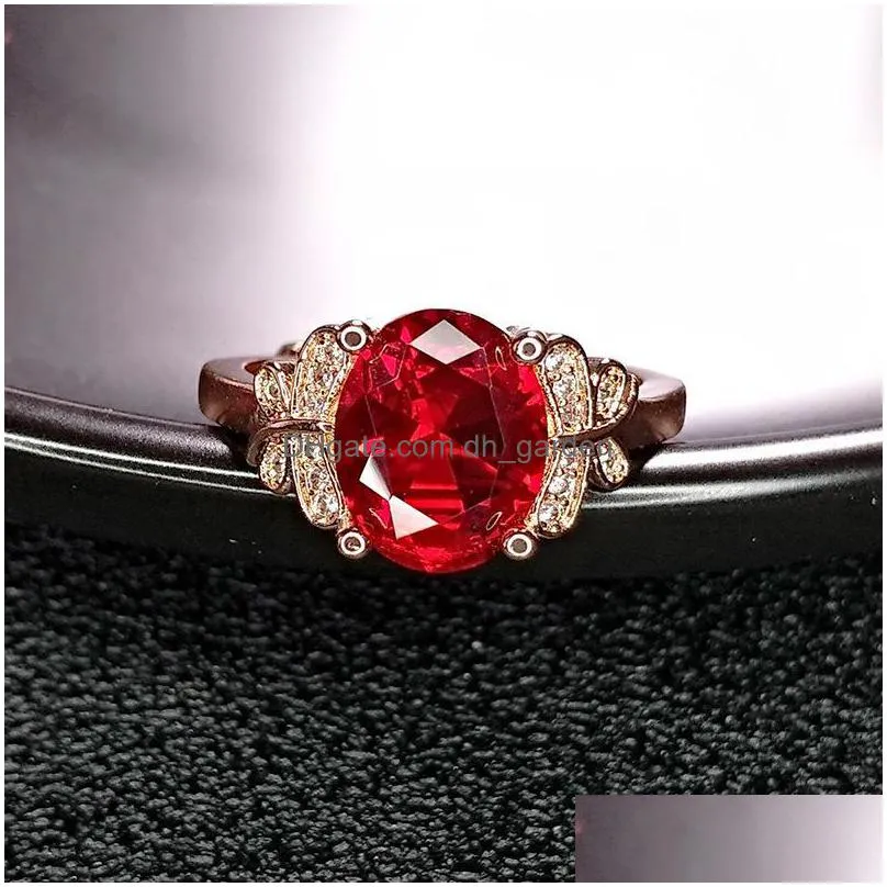 cluster rings retro women ring 925 silver jewelry with ruby zircon gemstone open finger for wedding promise party ornaments wholesale