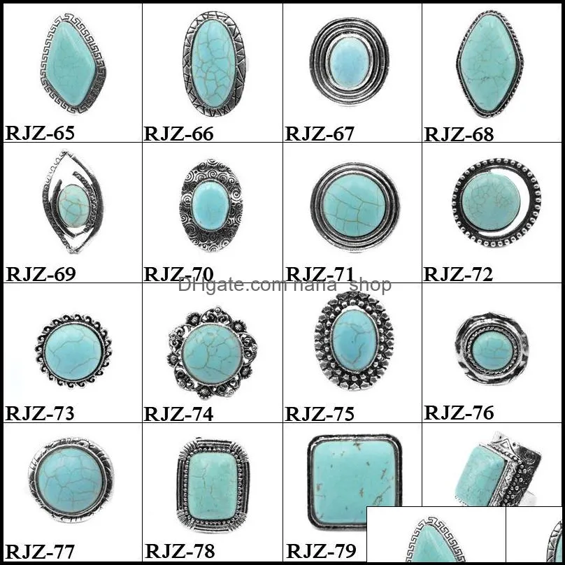 high quality turquoise rings 112 styles vintage turquoise natural stone rings fashion costume gemstone female male ring jewelry 