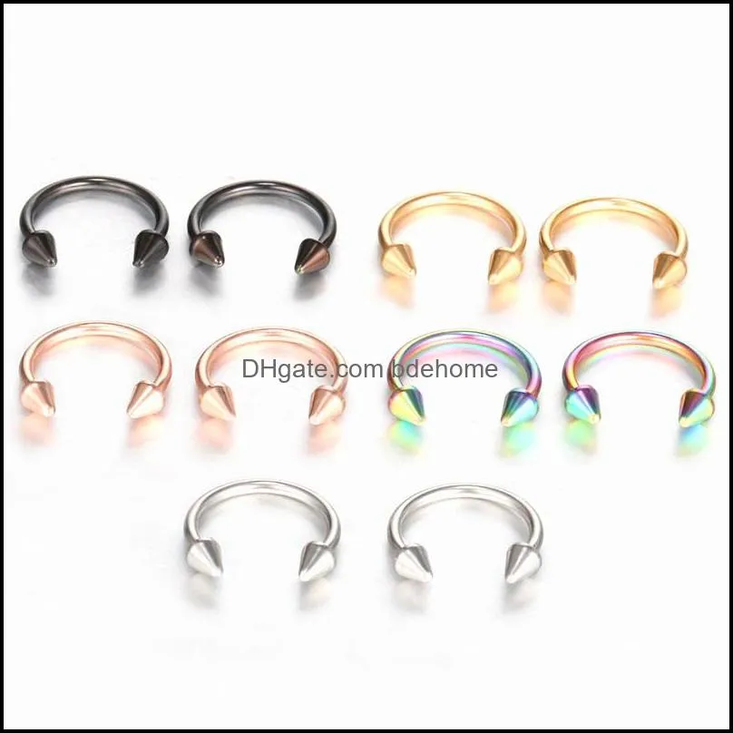 fashion stainless steel horseshoe fake nose ring c clip lip piercing stud hoop for women men 6/8/10mm