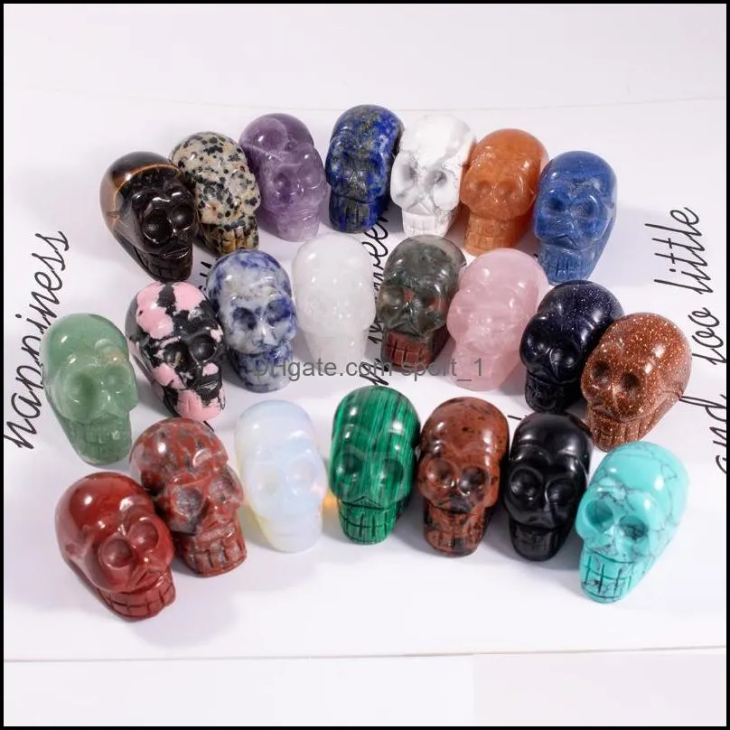 natural crystal stone ornaments skull carved statues reiki healing quartz mineral tumbled gemstones hand piece home decoration