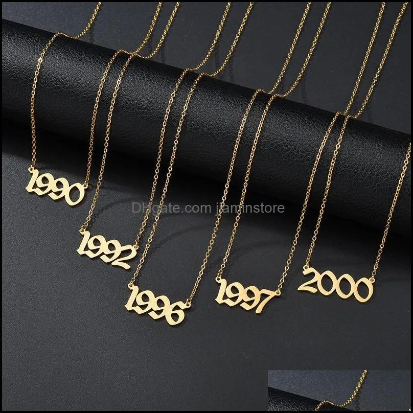 personalize year number necklaces for women birth special date 1982 1989 2000 1999 birthday gift from 1980 to 2022