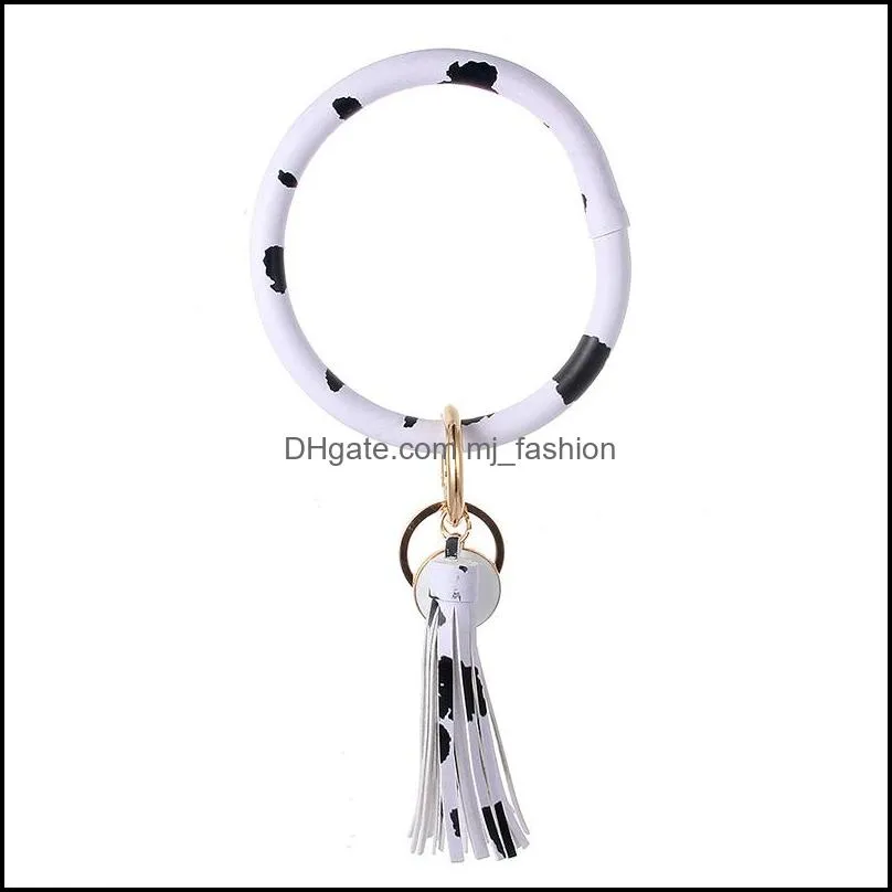 pu leather wristlet key ring bracelet bangle personalized big o loop keychain bracelets with tassel hand chain keychains q3fz