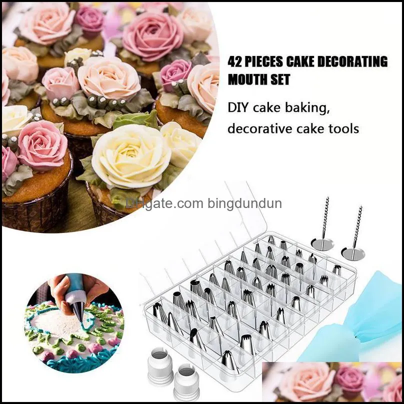 baking pastry tools 42pcs cake decorating kit supplies diy mouth set 36 icing tips 1 bag 2 flower nails pp couplers frostin