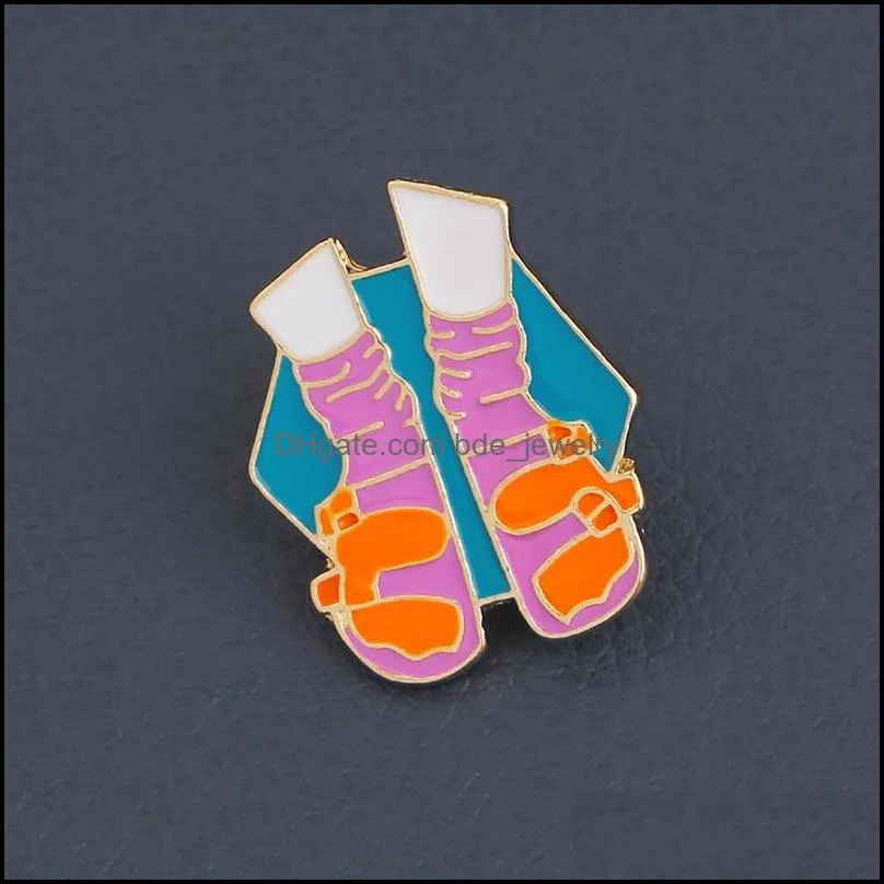 2018 enamel brooch pins women boutonniere longhaired beauty bicycle wishing bottle socks cartoon brooches badge for men s fashion