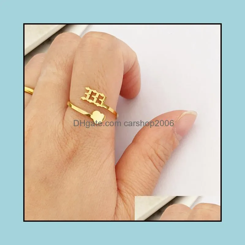 unique design stainless steel angel ring for women personalized custom 111999 lucky number initial finger rings fashion jewelry wedding anniversary