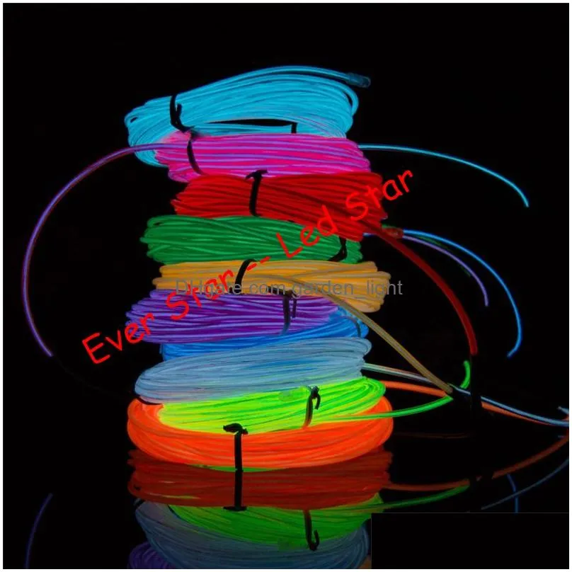 flashing el wire neon lighting lamp 1m 2m  flexible battery power led ribbon light cold light stage props strip light 10 colors