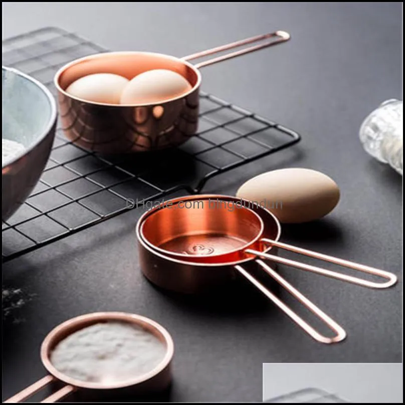 baking pastry tools stainless steel measuring cups spoon scoop ladle coffee metal set rose gold kitchen accessories 4pcs