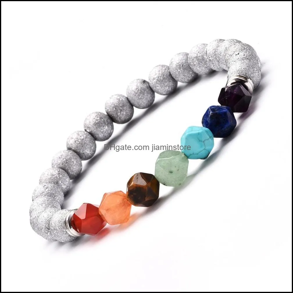 natural stone bracelet crystal quartz healing point 7 chakra stone bracelet