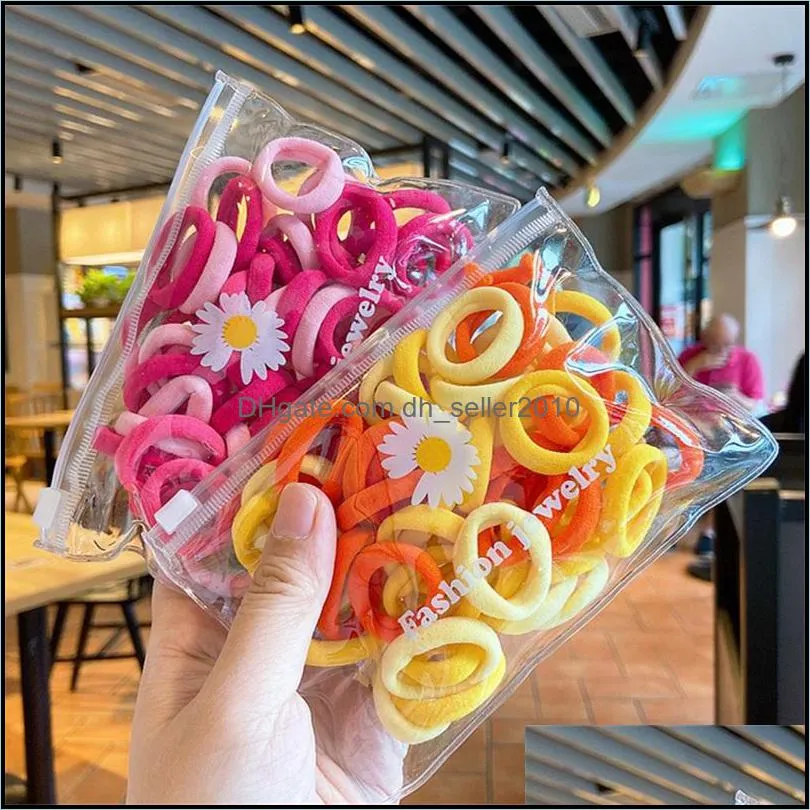 50pcs/bag children cute candy cartoon solid elastic hair bands girls lovely srunchies rubber bands kid hair accessories c3