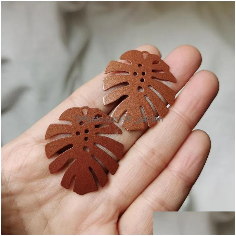 30pcs ab6022 32x36mm monstera leaf charms brass leaves pendant diy jewelry earring making accessories
