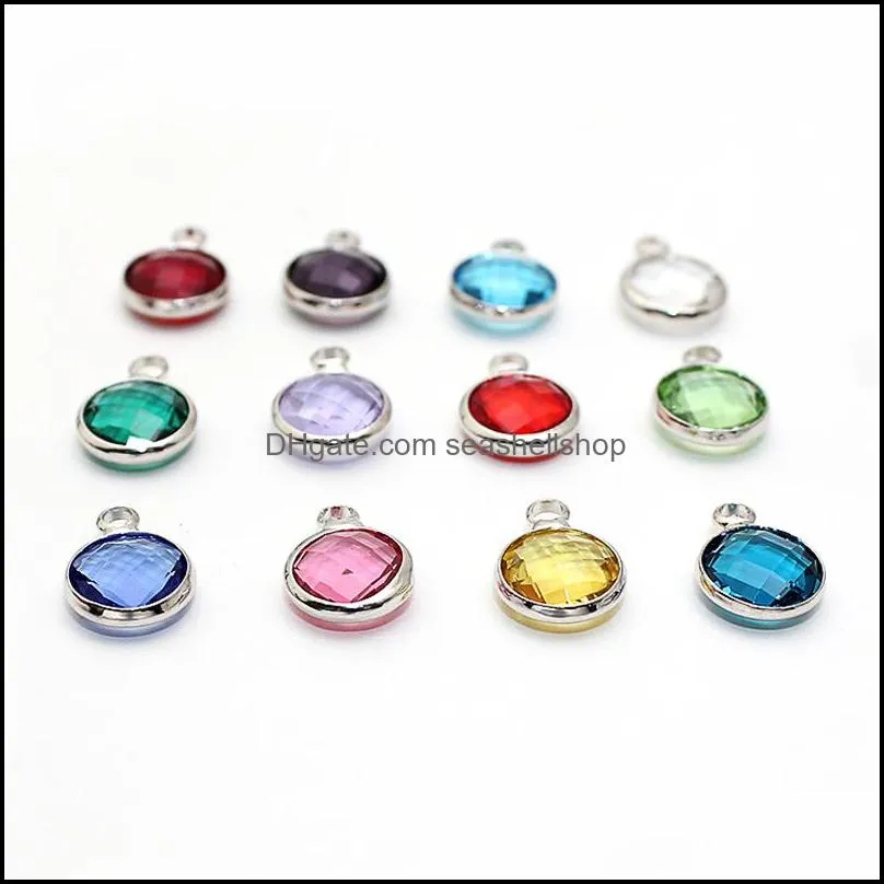 fashion 12 colorful birthstone crystal small pendant charm for bracelet bangle necklace cute mix style diy jewelry components