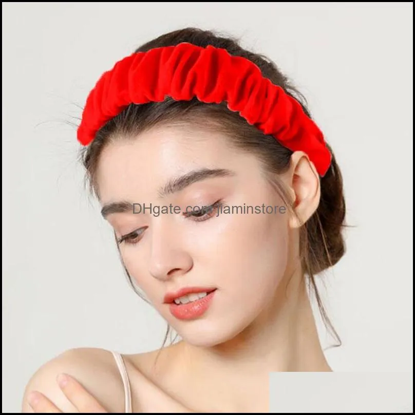 christmas hair bands velvet solid color folds pattern hair hoop headbands bezel headwear head hoop for women hair accessories