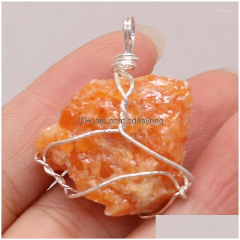 pendant necklaces natural yellow crystal bud stone irregular winding silver wire craftdiy jewelry making necklace earring accessories