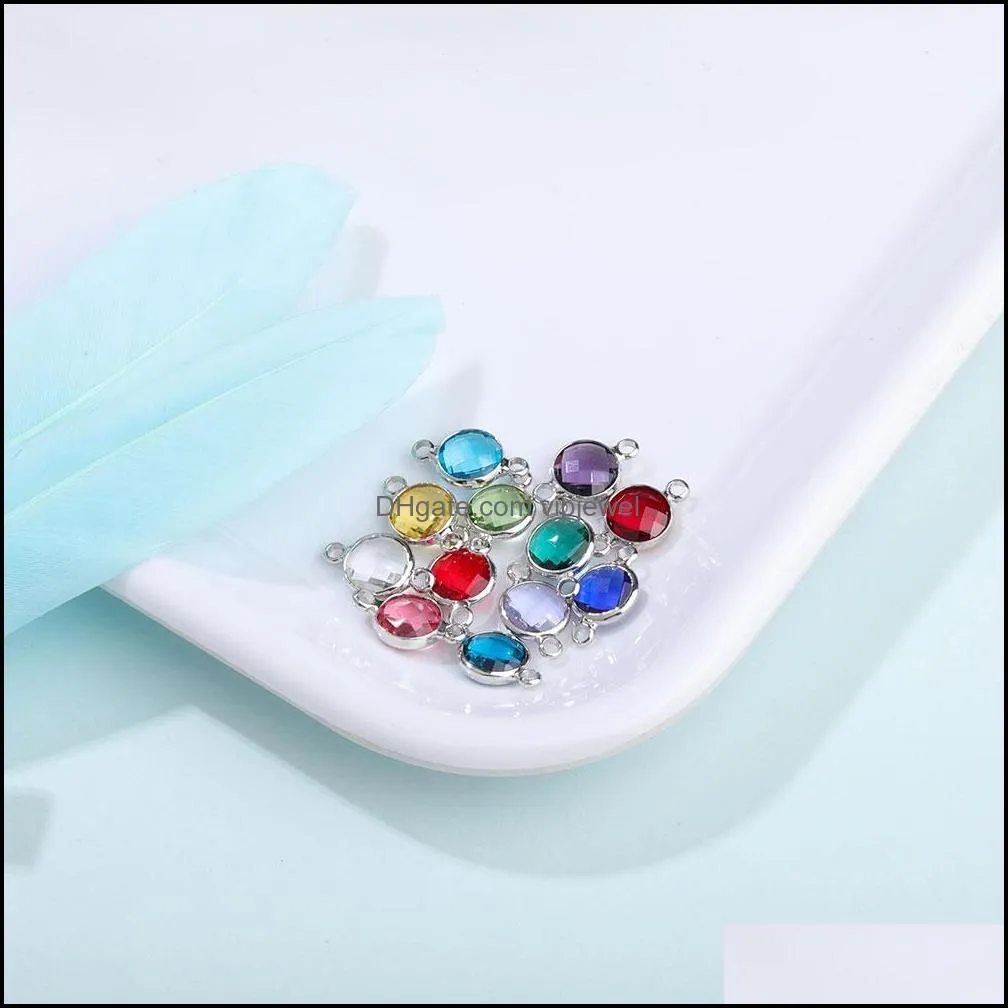 12 month 8mm stainless steel birthstone charms for bacelets necklace diy colorful jewelry making glass crystal silver plated accessories wholesale