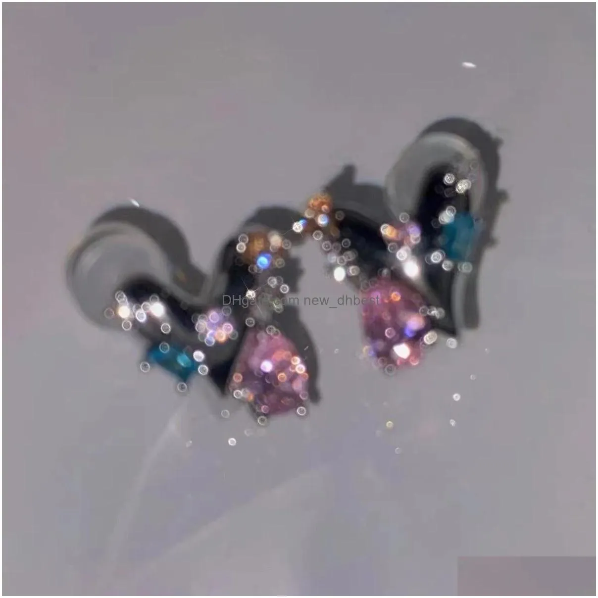 fashion jewelry s925 silver post stud earrings cute heart inlaid crystal rhinestone love hearts earrings