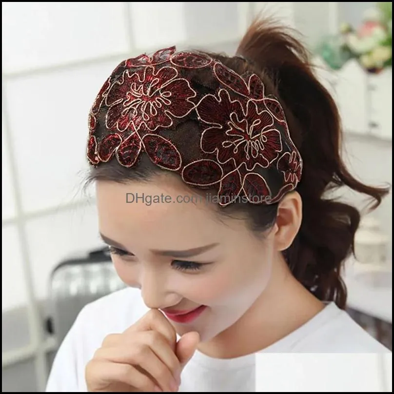 fashion lace headband widebrimmed hair hoop embroidered flowers hairband mesh headbands for women hair accessories