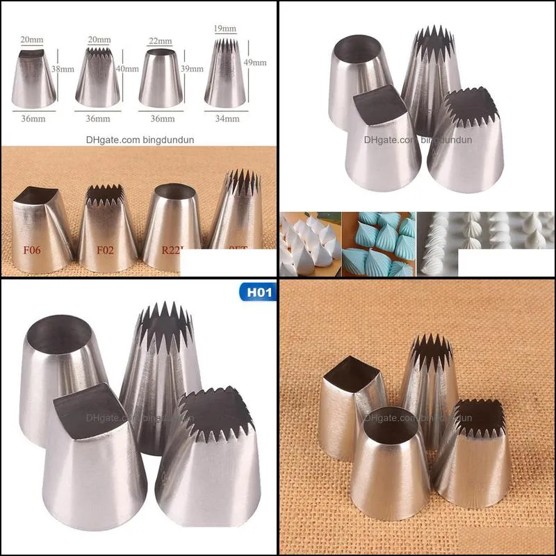 baking pastry tools 4 pcs/set of frosting pipe nozzle tips cake decoration set stainless steel