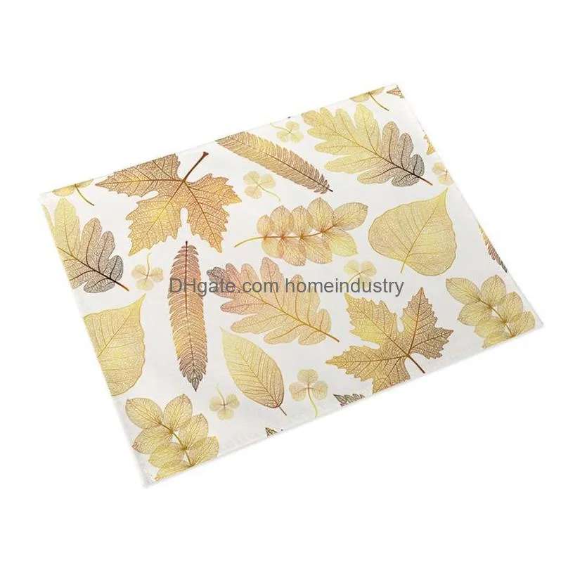 mats pads gold leaf placemat tablecloth cotton linen nonslip placemats singlesided printing waterproof heat insulation mat