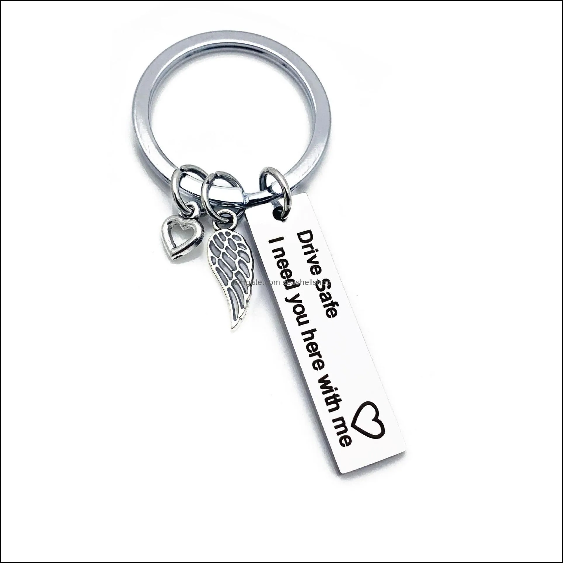 2019 personalized keychain drive safe i need you here with me engraved keychain aluminum fashion jewelry boyfriend father day gift
