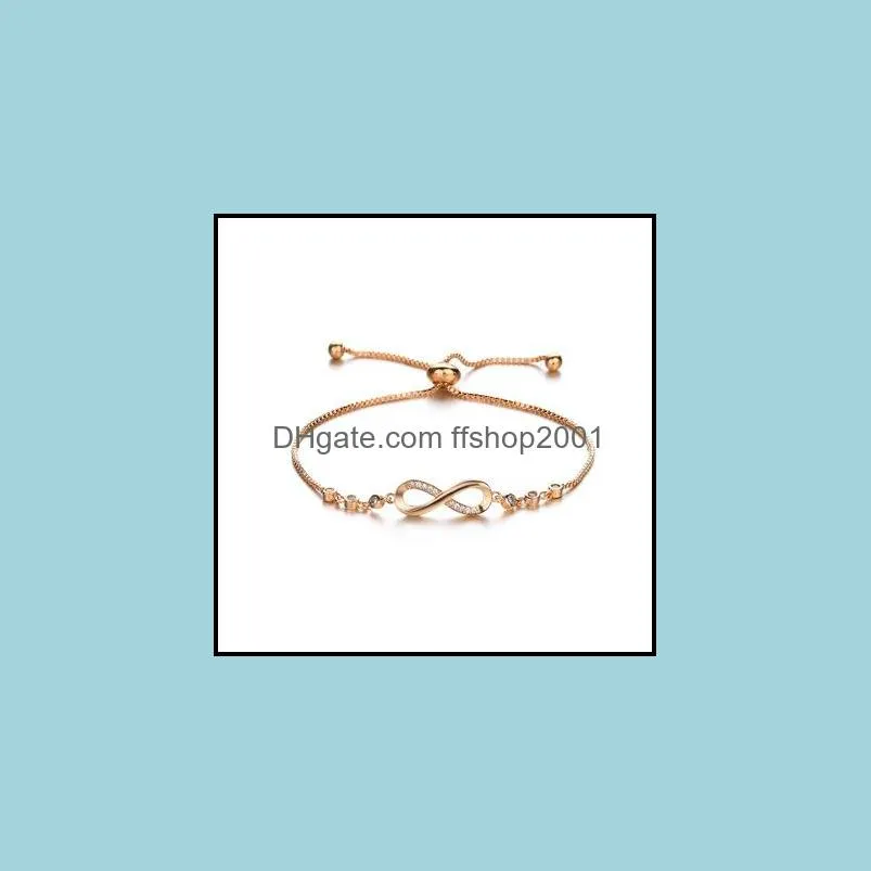  fashion infinite charm bracelet bangle for women elegant adjustable size silver plating box chain bracelet trendy jewelry gift