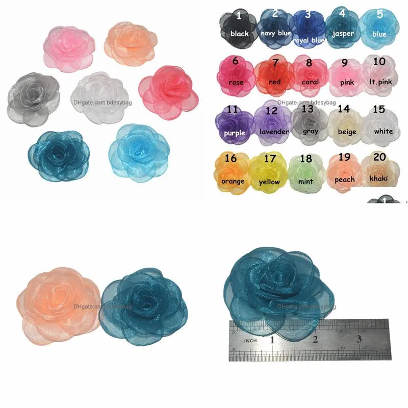 decorative flowers wreaths 40pcs/lot 7cm chiffon flower fabric for headband diy hair accessories lsfb0501