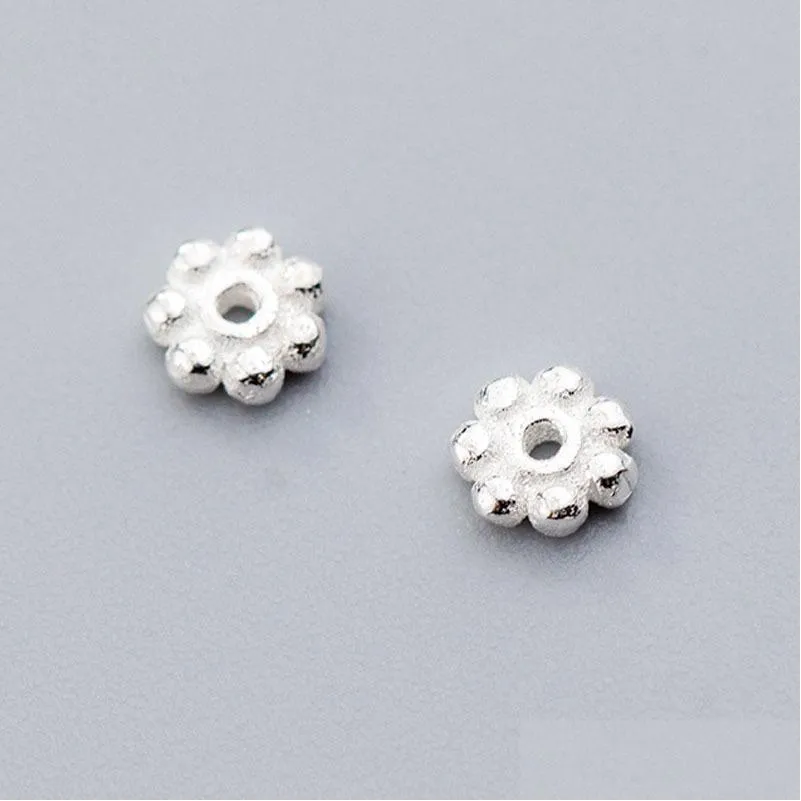 5pcs/lot 925 sterling silver flower beading spacer 4mm fancy decoration charm septum diy fine jewelry making accessories