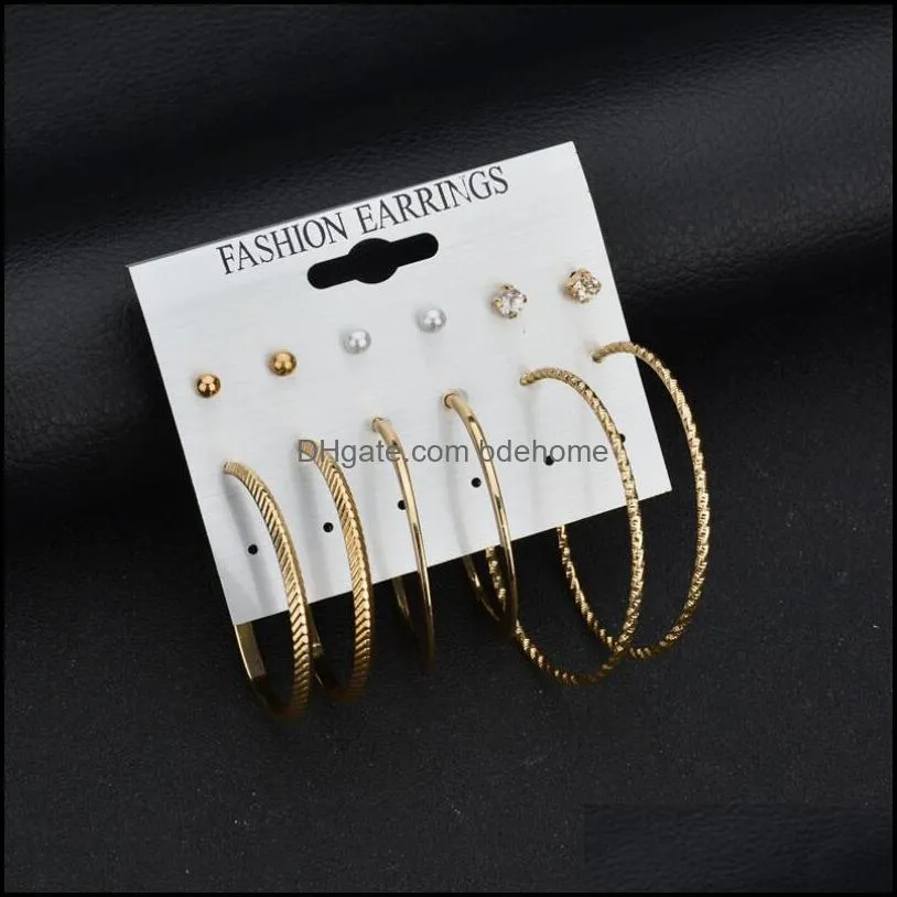 fashion women earrings set pearl studs earring for girls boho geometric round stud punk jewelry