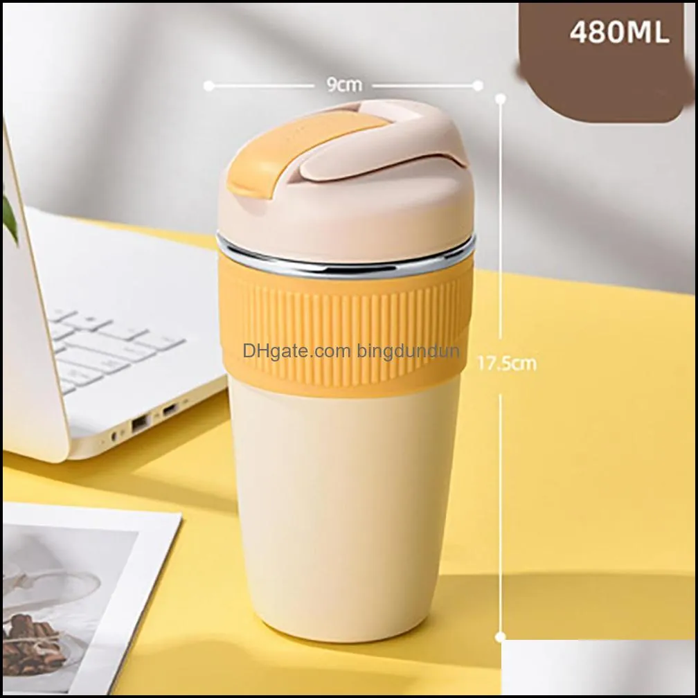 fashion double drink coffee cup office 316 stainless steel vacuum mug highvalue water cup net red straw cup rrb14523