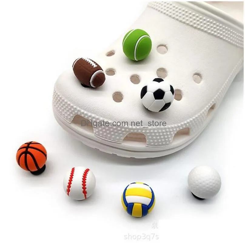 3d sports ball croc charms plastic shoe charm decoration buckle accessories pvc jibitz clog buttons pins