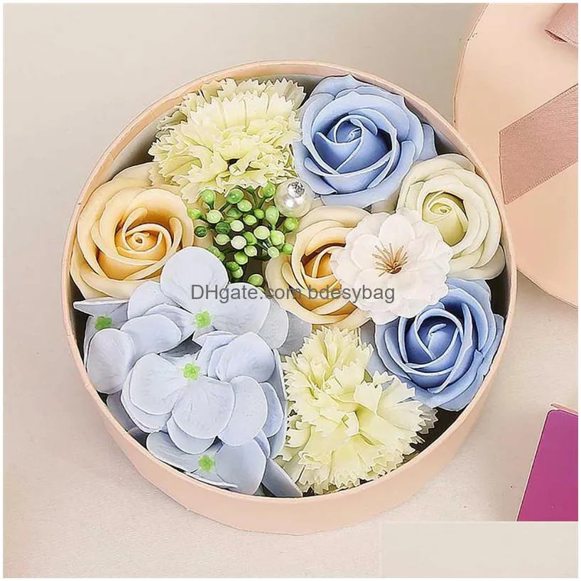 decorative flowers wreaths valentines day diy soap flower gift rose box bouquet wedding festival home decorations 4d111